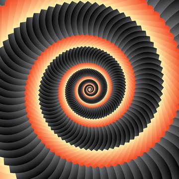 Into Infinity geometry. Abstract geometrical concentric swirl background. Sea shell like structures. Fractal swirl background. Concentric wrapping geometry.