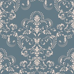 Vector damask seamless pattern element. Classical luxury old fashioned damask ornament, royal victorian seamless texture for wallpapers, textile, wrapping. Exquisite floral baroque template.