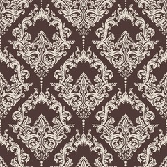 Vector damask seamless pattern background. Classical luxury old fashioned damask ornament, royal victorian seamless texture for wallpapers, textile, wrapping. Exquisite floral baroque template.