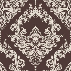 Vector damask seamless pattern element. Classical luxury old fashioned damask ornament, royal victorian seamless texture for wallpapers, textile, wrapping. Exquisite floral baroque template.