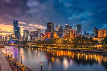 Foto op Plexiglas City of Melbourne. Cityscape image of Melbourne, Australia during dramatic sunset. © rudi1976