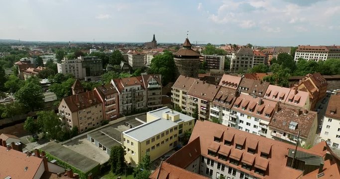 Nuremberg from above. The birds eye view over the old town of N&uuml;rnberg in Germany.