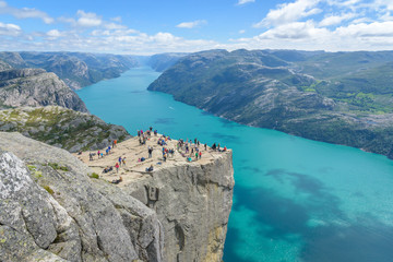 Famous cliff Pulpit Rock (Prekestolen) in Norway - obrazy, fototapety, plakaty