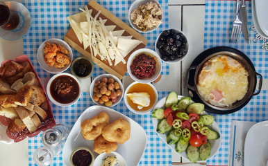 Breakfast - traditional Turkish breakfast table