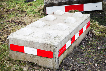 Concrete road blocks, close up photo
