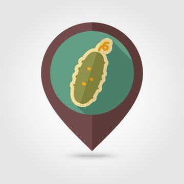 Cucumber flat pin map icon. Vegetable vector