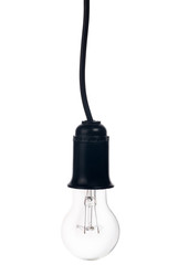 incandescent electric lamp in receptacle on white