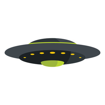 Flat cartoon spaceship ufo object isolated on white background