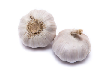Two garlics isolate on white background