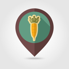 Daikon flat pin map icon. Vegetable root vector