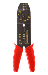 Electrician tool for removing insulation from electrical wires - wire stripper. Isolated on white...