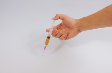  medical syringe ready for injection isolated on a white background