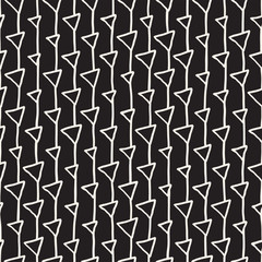 Vector Seamless Childlike Pattern. Monochrome Hand Drawn Geometric Shapes Texture