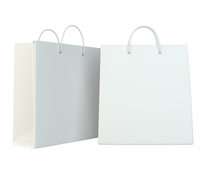 Empty Shopping Bags on white for advertising and branding. 3d rendering.
