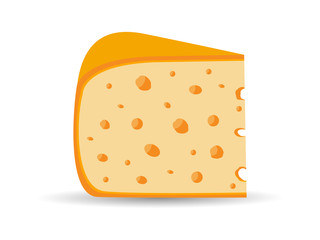 Triangle cheese with holes isolated on white background. Vector illustration