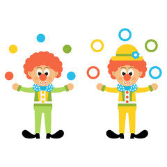 clown juggles vector set