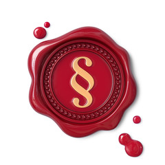 Red wax seal with gold paragraph sign