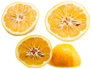 Orange in a cut on a white background