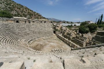 Lycian semicircle amphitheater in Myra in Turkey