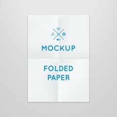 Vector template of folded poster, placed in interior. Mockup for your posters or photos. Light style.