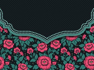 Wedding invitation and announcement card with floral background artwork. Elegant ornate floral background. Floral background and elegant flower elements. Design template.