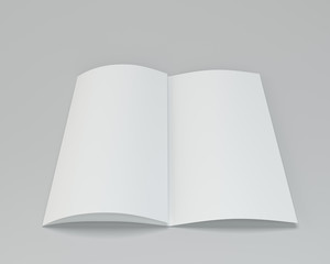 Blank folded white brochure. 3d rendering on gray background.
