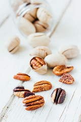 Pecan nuts on white