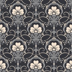 Vector damask seamless pattern background. Classical luxury old fashioned damask ornament, royal victorian seamless texture for wallpapers, textile, wrapping. Exquisite floral baroque template.