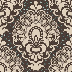 Vector damask seamless pattern element. Classical luxury old fashioned damask ornament, royal victorian seamless texture for wallpapers, textile, wrapping. Exquisite floral baroque template.