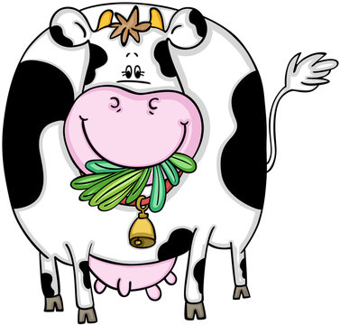 recommend clip art: Cute cow eating grass