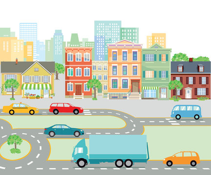 Straßenverkehr in der Stadt, transport Illustration