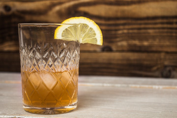 alcohol drink with lemon and ice