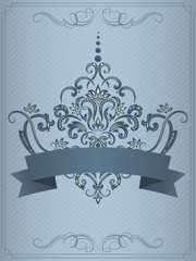 Fototapeta na wymiar Wedding invitation and announcement card with vintage background artwork. Elegant ornate damask background. Elegant floral abstract ornament. Design template.
