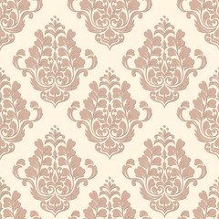 Vector damask seamless pattern background. Classical luxury old fashioned damask ornament, royal victorian seamless texture for wallpapers, textile, wrapping. Exquisite floral baroque template.