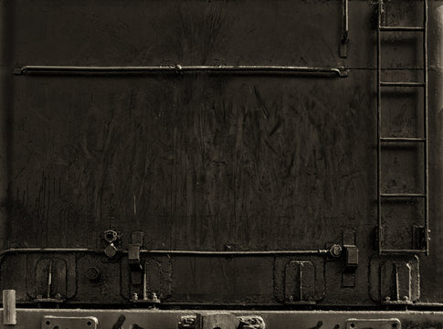 black wall with iron stairs