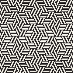 Cubic Grid Tiling Endless Stylish Texture. Abstract Geometric Background Design. Vector Seamless Black and White Pattern.