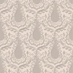 Vector damask seamless pattern background. Classical luxury old fashioned damask ornament, royal victorian seamless texture for wallpapers, textile, wrapping. Exquisite floral baroque template.