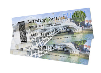 Airline boarding pass tickets to Dublin - The most famous bridge in Dublin called 