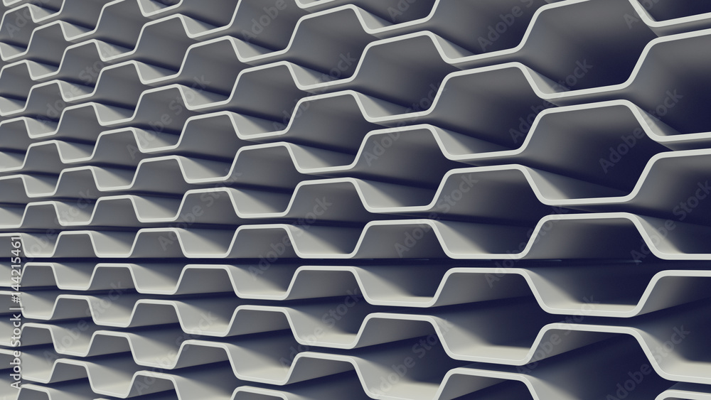 Aufkleber White wave band abstract surface pattern. 3d rendering