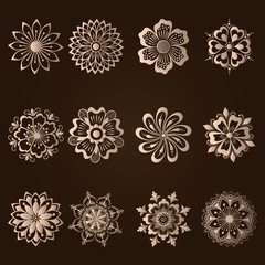 Vector set of damask ornamental elements. Elegant floral abstract elements for design. Perfect for invitations, cards etc.