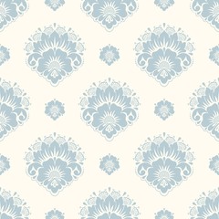 Vector damask seamless pattern background. Classical luxury old fashioned damask ornament, royal victorian seamless texture for wallpapers, textile, wrapping. Exquisite floral baroque template.
