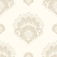 Vector damask seamless pattern element. Classical luxury old fashioned damask ornament, royal victorian seamless texture for wallpapers, textile, wrapping. Exquisite floral baroque template.