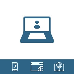 laptop with user icon in the middle vector illustration flat design