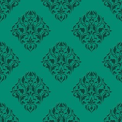 Vector damask seamless pattern background. Classical luxury old fashioned damask ornament, royal victorian seamless texture for wallpapers, textile, wrapping. Exquisite floral baroque template.