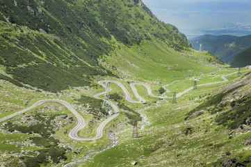 View on the Transfagarasan mountain road in Romania - one of most famous roads in Europe