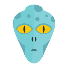 Cartoon flat alien head isolated on white background