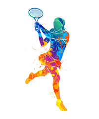 tennis player, silhouette - obrazy, fototapety, plakaty