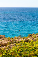 Stone cliff in a beautiful blue sea Cyprus