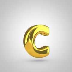 Golden letter C lowercase isolated on white background