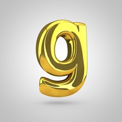 Obraz premium Golden letter G lowercase isolated on white background